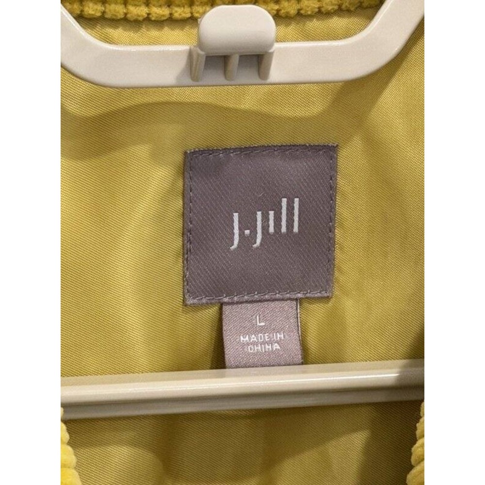 J Jill Chartreuse Corduroy Button Front Jacket Pleated Back Pockets Size L - Picture 5 of 11